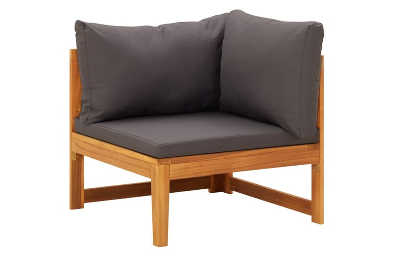 hjørnedel til sofa med mørkegrå hynder massivt akacietræ - Grå - Havemøbler - Loungemøbler - Moduler - Hjørnemodul havesofa