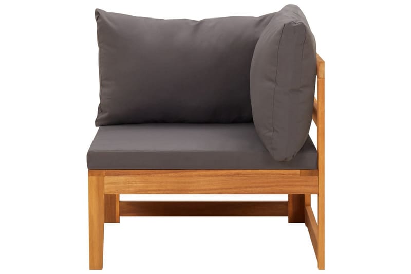 hjørnedel til sofa med mørkegrå hynder massivt akacietræ - Grå - Hjørnemodul havesofa - Moduler