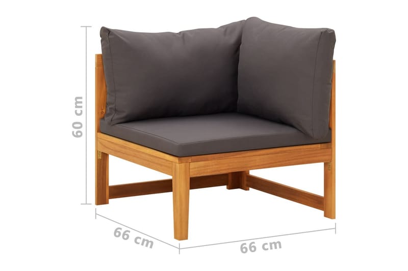 hjørnedel til sofa med mørkegrå hynder massivt akacietræ - Grå - Havemøbler - Loungemøbler - Moduler - Hjørnemodul havesofa