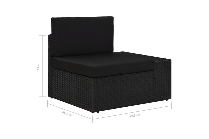 Hjørnedel Til Sofa med Venstre Armlæn Polyrattan Sort - Sort - Havemøbler - Loungemøbler - Moduler