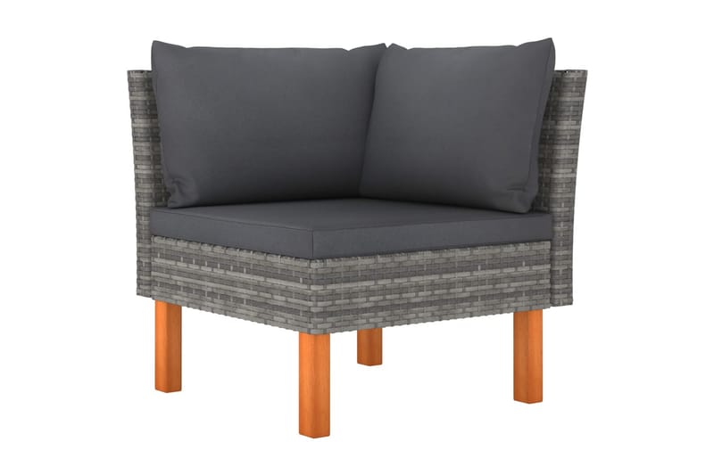 hjørnedel til sofa polyrattan og massivt eukalyptustræ - Grå - Havemøbler - Loungemøbler - Moduler - Hjørnemodul havesofa
