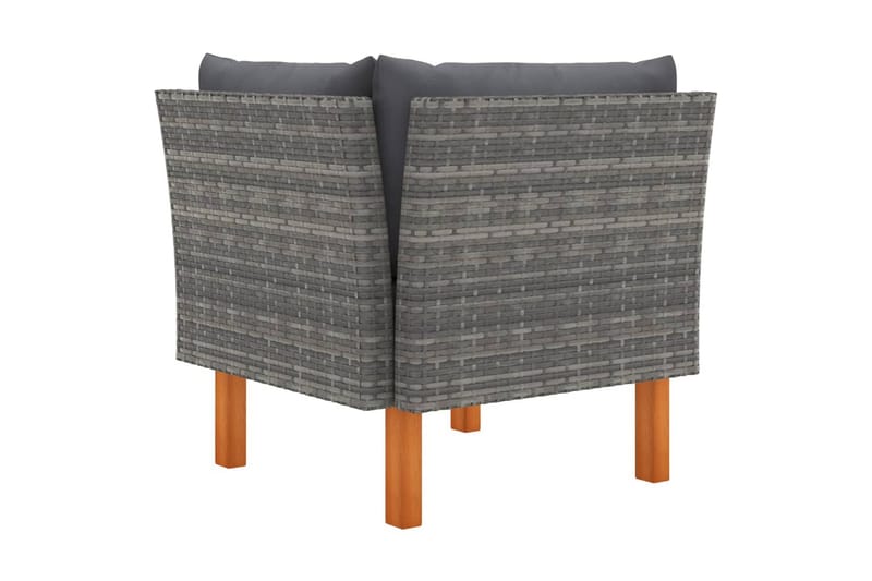hjørnedel til sofa polyrattan og massivt eukalyptustræ - Grå - Havemøbler - Loungemøbler - Moduler - Hjørnemodul havesofa