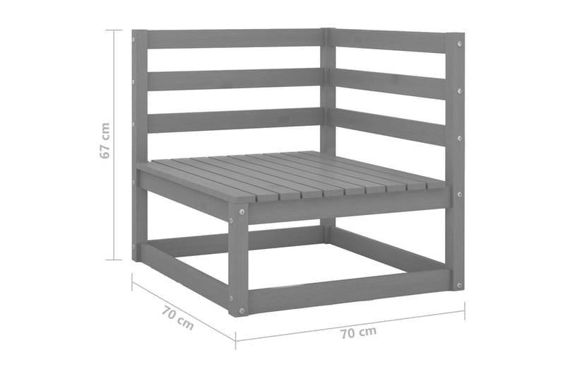 hjørnedele til havesofa 2 stk. massivt fyrretræ grå - Grå - Havemøbler - Loungemøbler - Moduler - Hjørnemodul havesofa