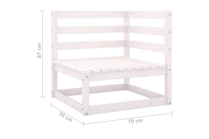hjørnedele til havesofa 2 stk. massivt fyrretræ - Hvid - Hjørnemodul havesofa - Moduler