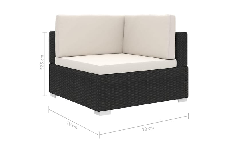 Hjørnesæde Til Sofa Med Hynder Polyrattan Sort - Havemøbler - Loungemøbler - Moduler - Hjørnemodul havesofa