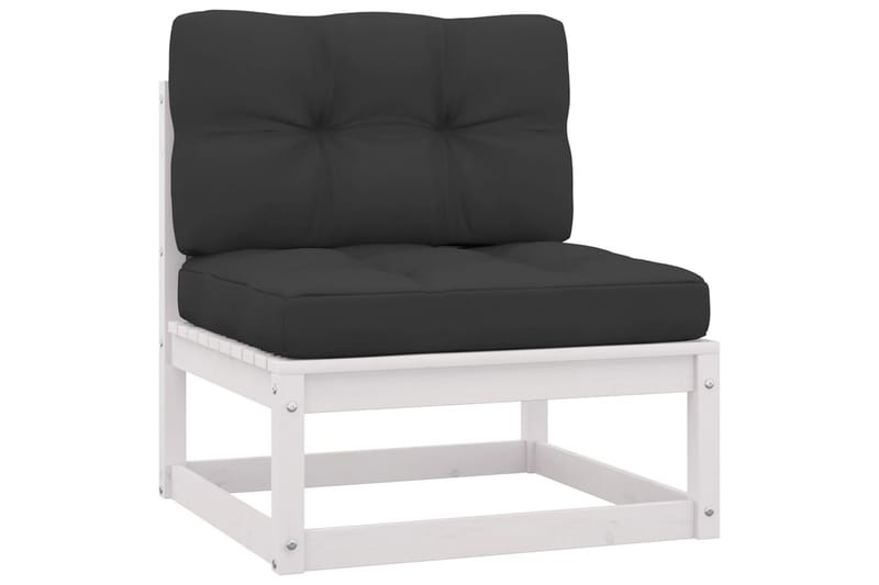 midterdel til havesofa m. antracitgrå hynder fyrretræ hvid - Hvid - Havemøbler - Loungemøbler - Moduler