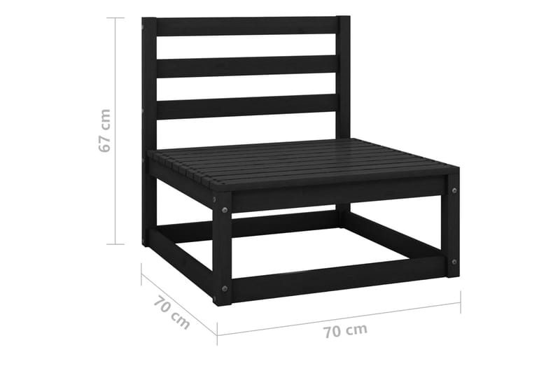 midterdel til havesofa massivt fyrretræ sort - Sort - Moduler - Midtermodul havesofa