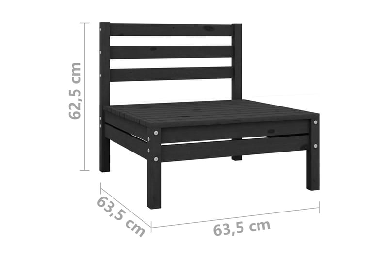 midterdel til havesofa massivt fyrretræ sort - Sort - Moduler - Midtermodul havesofa