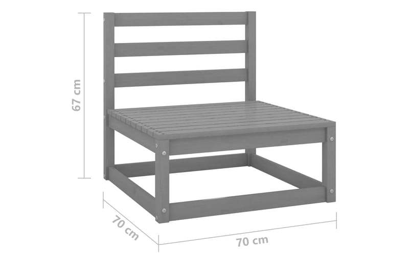 midterdel til havesofa m.grå hynder massivt fyrretræ - Grå - Havemøbler - Loungemøbler - Moduler