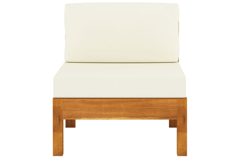 midterdel til sofa cremefarvde hynder massivt akacietræ - Creme - Midtermodul havesofa - Moduler