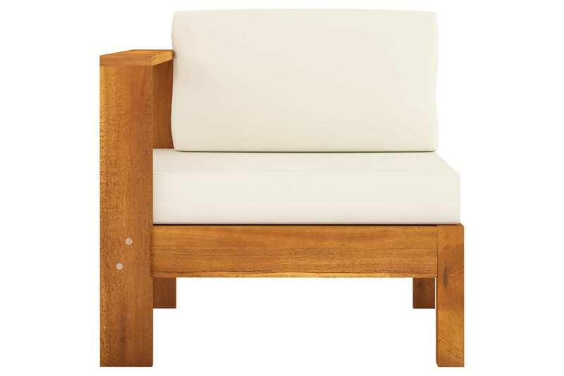 midterdel til sofa med 1 armlæn massivt akacietræ cremehvid - Brun - Midtermodul havesofa - Moduler