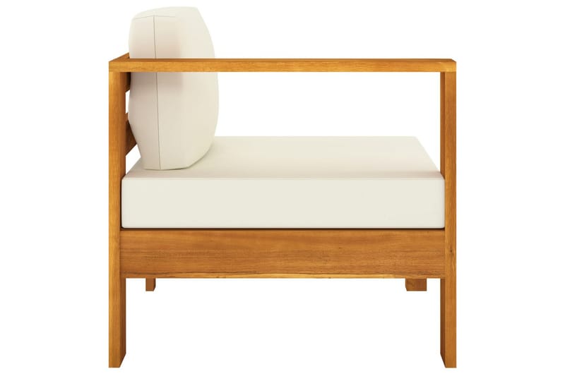 midterdel til sofa med 1 armlæn massivt akacietræ cremehvid - Brun - Midtermodul havesofa - Moduler