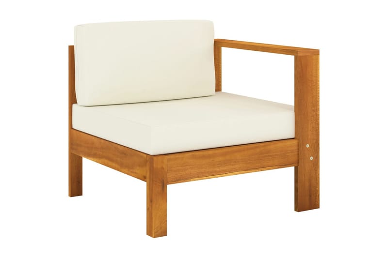 midterdel til sofa med 1 armlæn massivt akacietræ cremehvid - Creme - Midtermodul havesofa - Moduler