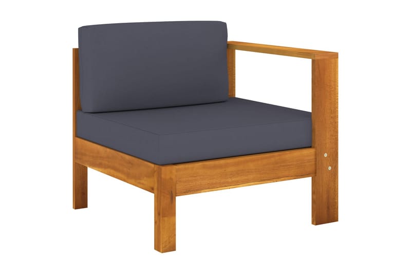 midterdel til sofa med 1 armlæn massivt akacietræ mørkegrå - Grå - Midtermodul havesofa - Moduler