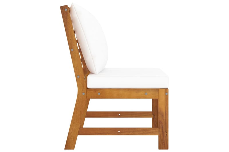 Midterdel til sofa med cremefarvet hynde massivt akacietræ - Creme - Havemøbler - Loungemøbler - Moduler - Midtermodul havesofa