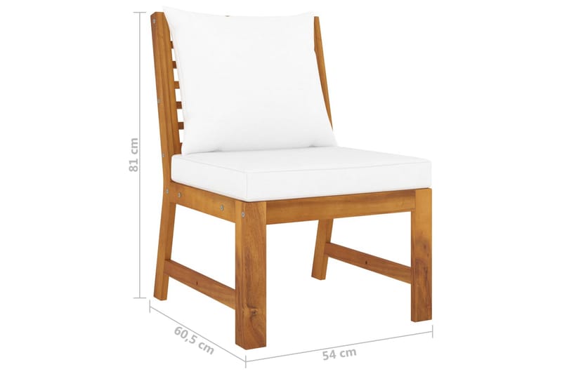 Midterdel til sofa med cremefarvet hynde massivt akacietræ - Creme - Havemøbler - Loungemøbler - Moduler - Midtermodul havesofa