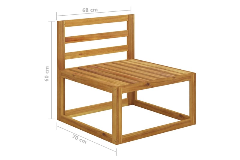 midterdel til sofa med cremehvid hynde massivt akacietræ - Midtermodul havesofa - Moduler