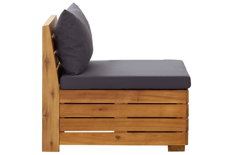 Midterdel Til Sofa Med Hynder Massivt Akacietræ - Brun - Havemøbler - Loungemøbler - Moduler