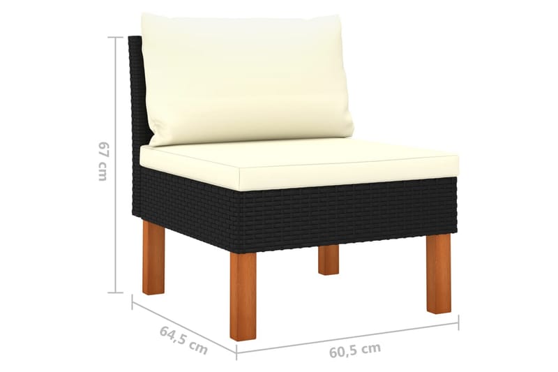 midterdel til sofa polyrattan og massivt eukalyptustræ - Sort - Midtermodul havesofa - Moduler