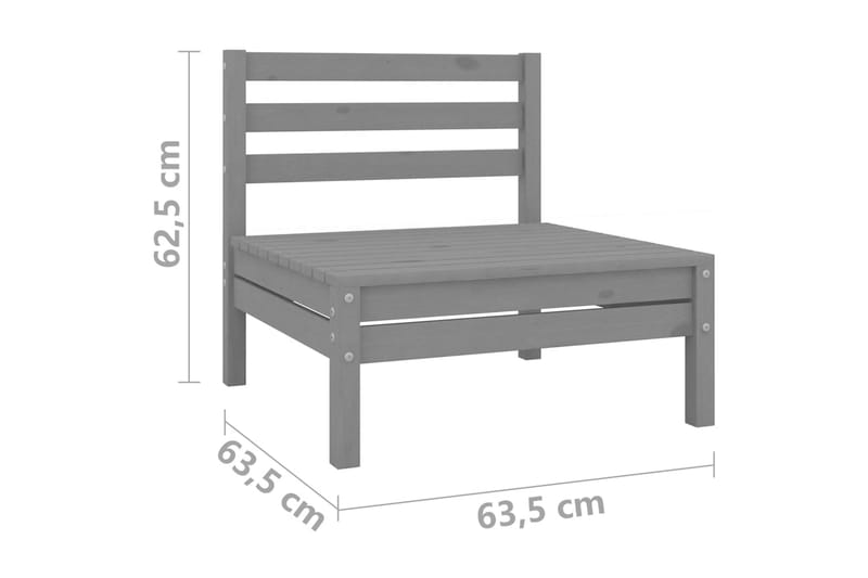 midterdele til havesofa 2 stk. massivt fyrretræ grå - Grå - Havemøbler - Loungemøbler - Moduler