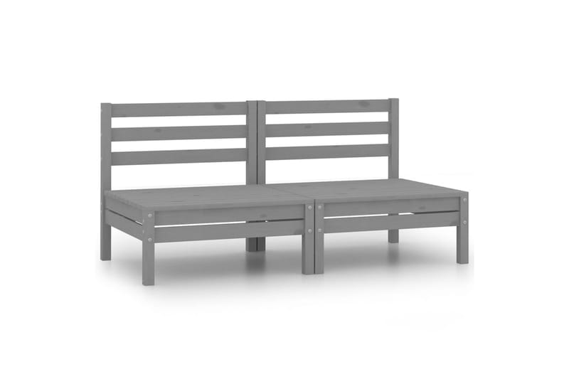 midterdele til havesofa 2 stk. massivt fyrretræ grå - Grå - Havemøbler - Loungemøbler - Moduler