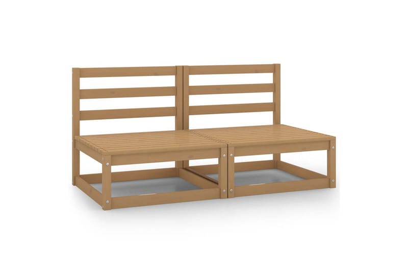 midterdele til havesofa 2 stk. massivt fyrretræ gyldenbrun - Brun - Havemøbler - Loungemøbler - Moduler - Hjørnemodul havesofa