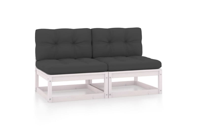 midterdele til havesofa antracitgrå hynder 2 stk. fyrretræ - Hvid - Havemøbler - Loungemøbler - Moduler