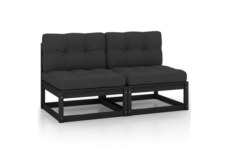 midterdele til havesofa hynder 2 stk. massivt fyrretræ - Sort - Havemøbler - Loungemøbler - Moduler