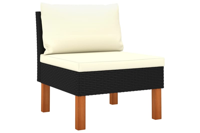 midterdele til sofa 2 stk. polyrattan og eukalyptustræ - Sort - Midtermodul havesofa - Moduler