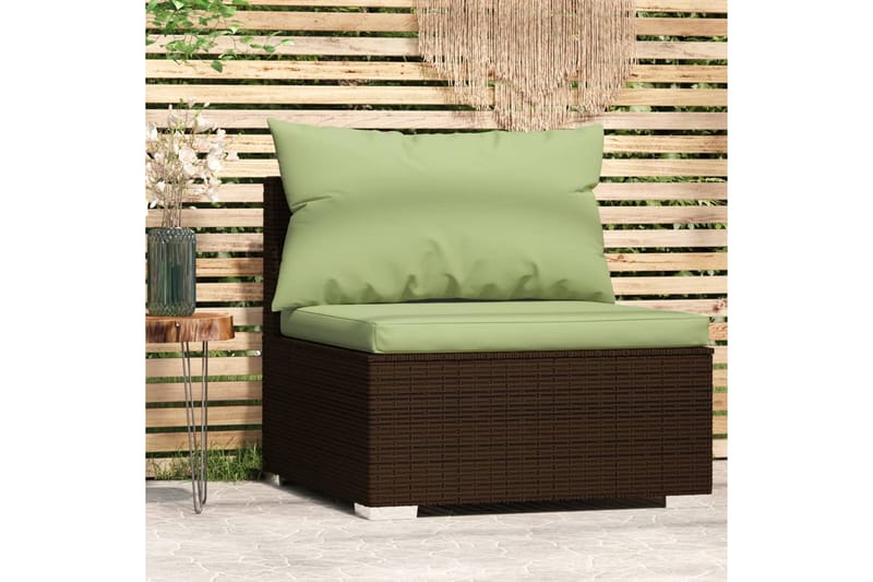 midtermodul til havesofa med hynder polyrattan brun - Brun - Midtermodul havesofa - Moduler