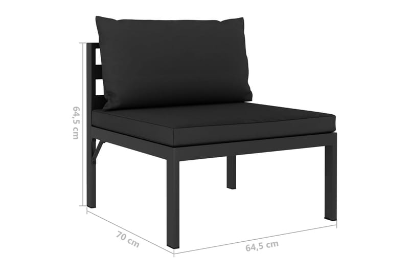 Midtersæde Til Sofa med Hynder Aluminium Antracitgrå - Grå - Moduler - Midtermodul havesofa