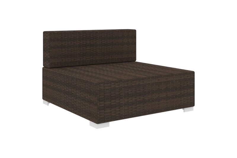 Midtersæde til sofa med hynder polyrattan brun - Brun - Moduler - Midtermodul havesofa