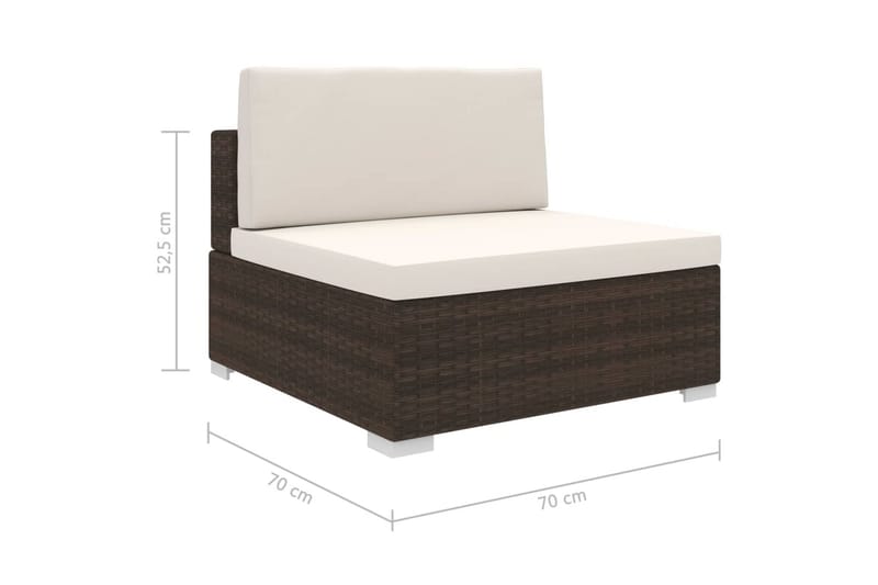 Midtersæde til sofa med hynder polyrattan brun - Brun - Havemøbler - Loungemøbler - Moduler