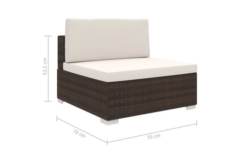 Midtersæde til sofa med hynder polyrattan brun - Brun - Moduler - Midtermodul havesofa