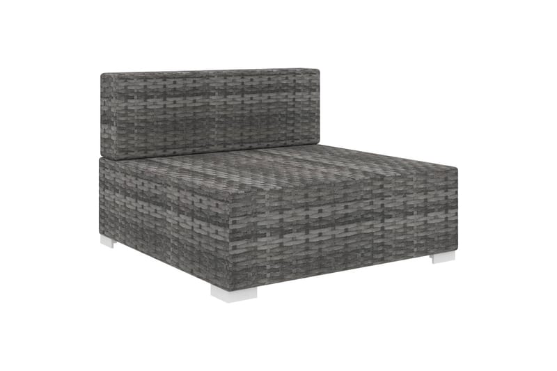 Midtersæde Til Sofa Med Hynder Polyrattan Grå - Moduler - Midtermodul havesofa