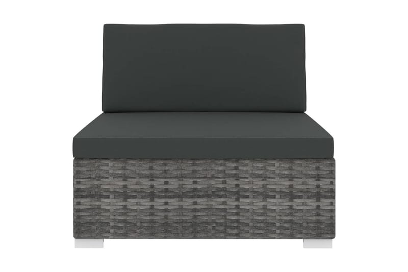 Midtersæde Til Sofa Med Hynder Polyrattan Grå - Havemøbler - Loungemøbler - Moduler