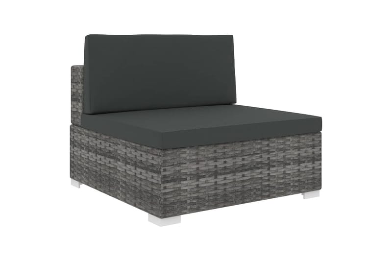 Midtersæde Til Sofa Med Hynder Polyrattan Grå - Moduler - Midtermodul havesofa