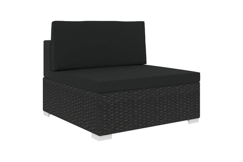 Midtersæde Til Sofa Med Hynder Polyrattan Sort - Moduler - Midtermodul havesofa