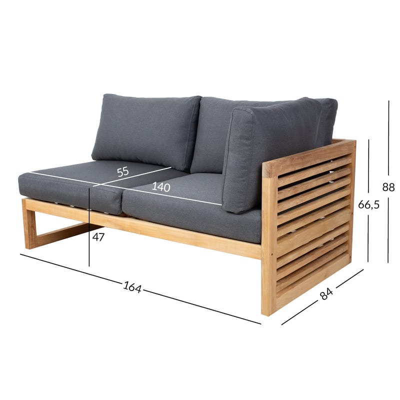 Modulsofa HOME4YOU Serenity 2-personers Venstre armlæn - brun - Havemøbler - Loungemøbler - Moduler