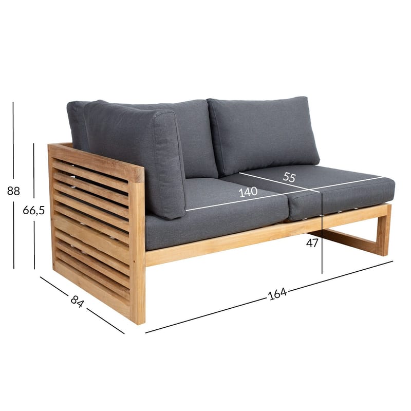 Modulsofa HOME4YOU Serenity 2-personers Højre armlæn - brun - Havemøbler - Loungemøbler - Moduler