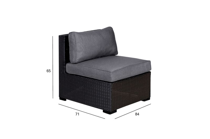 Sevilla Modulsofa 84x71xH65 cm Midtermodul Sort - Midtermodul havesofa - Moduler