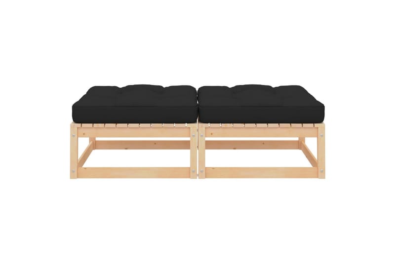 fodskamler 2 stk. med hynder massivt fyrretræ - Brun - Havemøbler - Loungemøbler - Moduler - Skamler & puffer