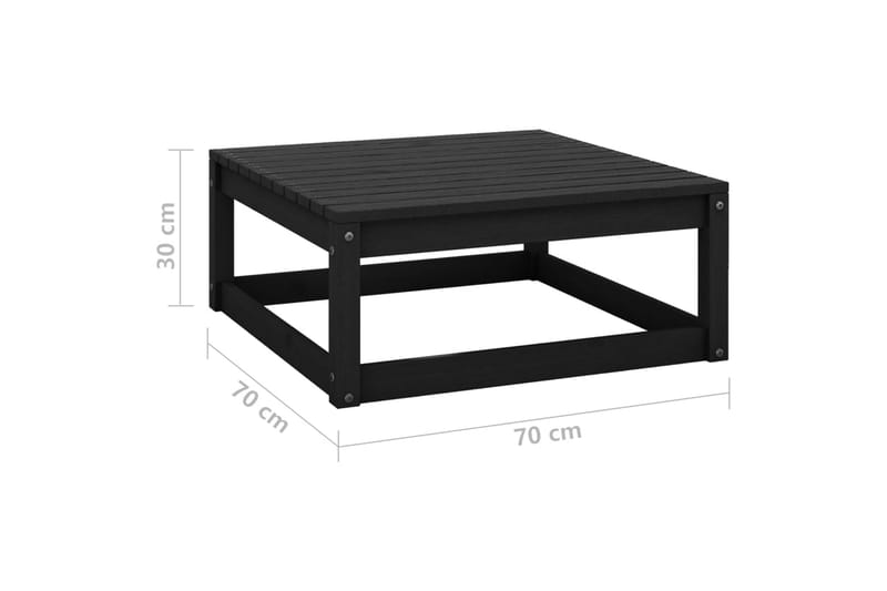 fodskammel til haven 70x70x30 cm massivt fyrretræ sort - Sort - Havemøbler - Loungemøbler - Moduler - Skamler & puffer
