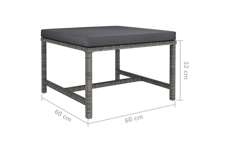 fodskammel til sofa med hynde polyrattan grå - Grå - Havemøbler - Loungemøbler - Moduler - Skamler & puffer