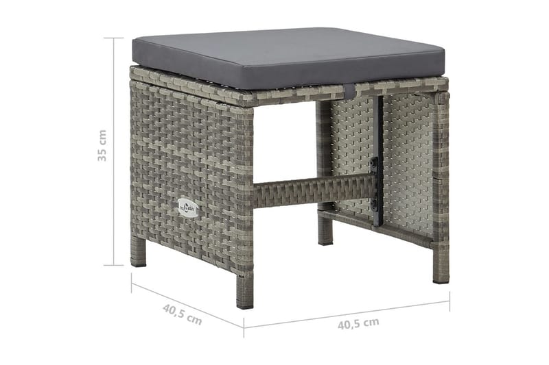 haveskamler 4 stk. med hynder polyrattan grå - Grå - Havemøbler - Loungemøbler - Moduler - Skamler & puffer
