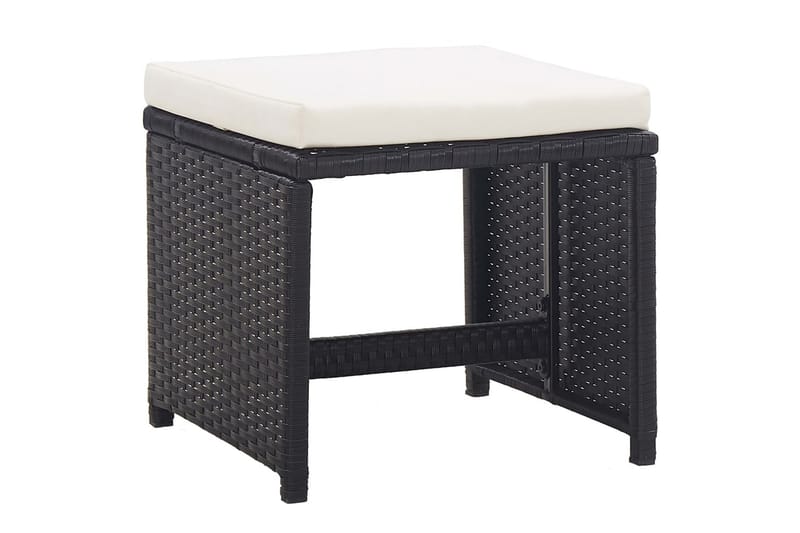 Havetaburetter 2 Stk. Med Hynder Polyrattan Sort - Havemøbler - Loungemøbler - Moduler - Skamler & puffer