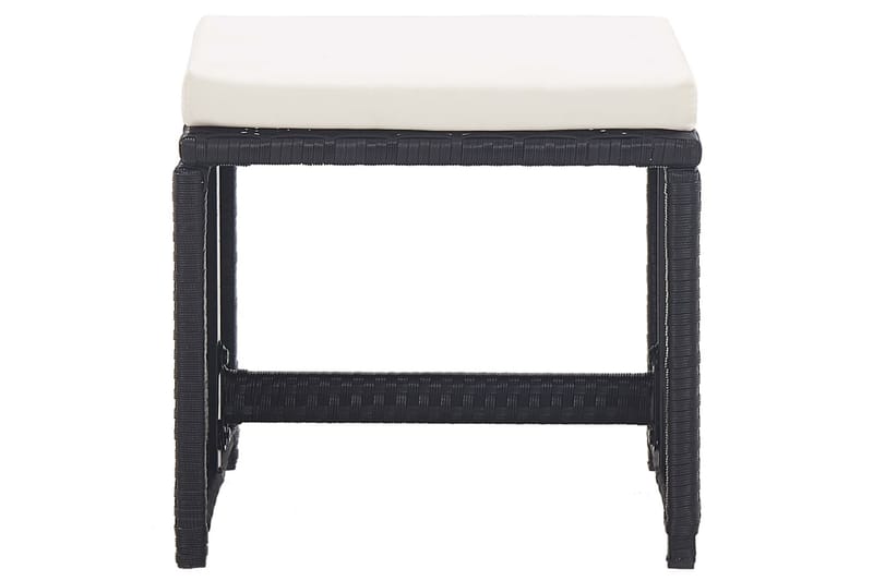 Havetaburetter 2 Stk. Med Hynder Polyrattan Sort - Havemøbler - Loungemøbler - Moduler - Skamler & puffer