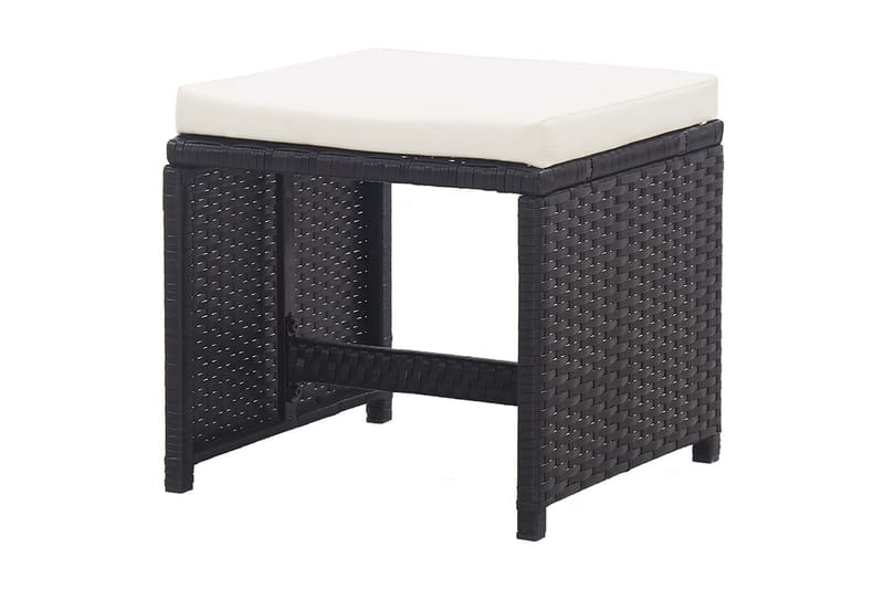 Havetaburetter 2 Stk. Med Hynder Polyrattan Sort - Havemøbler - Loungemøbler - Moduler - Skamler & puffer