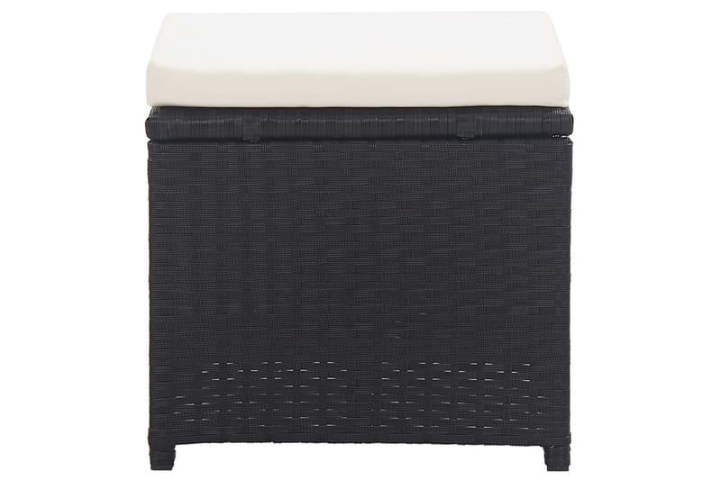 Havetaburetter 2 Stk. Med Hynder Polyrattan Sort - Havemøbler - Loungemøbler - Moduler - Skamler & puffer