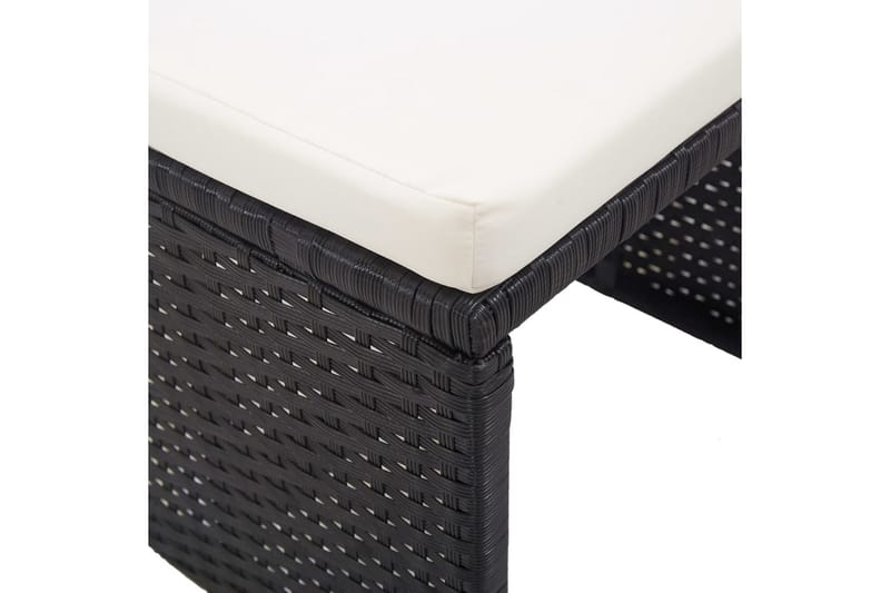 Havetaburetter 2 Stk. Med Hynder Polyrattan Sort - Havemøbler - Loungemøbler - Moduler - Skamler & puffer